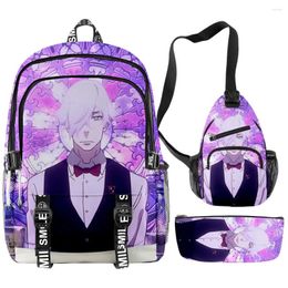 Backpack Fashion Youthful Funny Death Parade 3D Print 3pcs/Set Oxford Waterproof Notebook Multifunction Backpacks Chest Bag Pencil Case