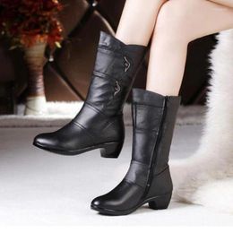 Boots European And American Mid Length For Women's 2024 Autumn Andwinter Plush Warm Heel Fashion Platform Traf
