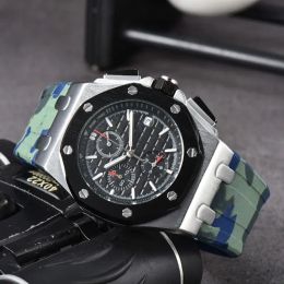 AP Wrist Watches for Men New Mens Watches All Dial Work Work Quartz Watch عالية الجودة أعلى مصمم العلامة التجارية الفاخرة على مدار الساعة Men Fashion Rubber Watch Band AA