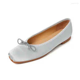 Casual Shoes Women Ballet Flats Square Toe Silk Simple Slip On Loafers Spring Daily Ladies Autumn Footwear