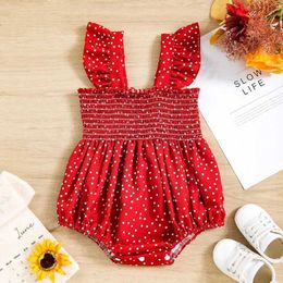 Clothing Sets Summer boys and girls tight fitting clothing sleeveless red polka dot print baby clothing newborn body jumpsuit childrens and girls clothi J240518