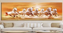 Seven Running White Horse Animals Painting Artistic Canvas Art Gold Posters and Prints Modern Wall Art Picture For Living Room a169552123