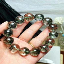 Link Bracelets Natural Green Garden Quartz Bracelet 16.5mm Fashion Wealthy Fortune Stone Rare Clear Round Beads High-Quality Jewelry Gift