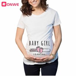 Maternity Tops Tees Baby Girl Loading Women Pregnant Printed T Shirt Mom Maternity Short Sleeve Pregnancy Announcement Tops Tee Funny Clothes Y240518