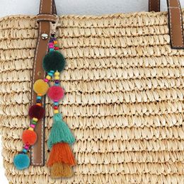 Keychains 1Pc Boho Style Hair Ball Tassel Keychain For Women Colorful Plush Keyring Bag Hanging Pendant Jewelry Gift Accessories