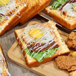 Decorative Flowers Simulated Fried Egg And Ham Pie Bacon Toast Lettuce Hamburg Model Fake Food Display Props