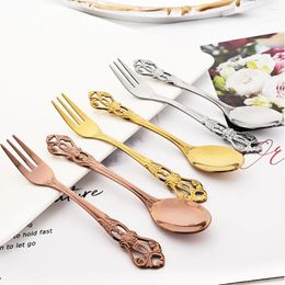 Dinnerware Sets Drmfiy Royal 6pcs Coffee Spoon Set Gold Stainless Steel Afternoon Tea Kitchen Dessert Tableware Luxury Silverware