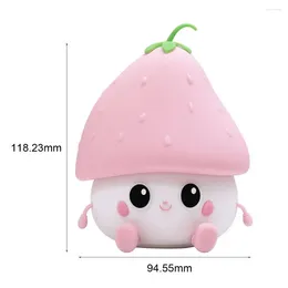 Night Lights Rechargeable Light Dimmable Touch Control Strawberry Lamp Silicone Nursery Cartoon Bedside Decor