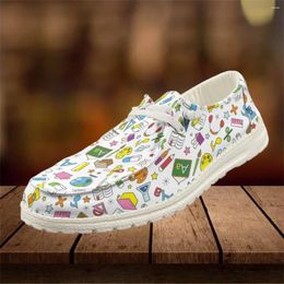 Casual Shoes INSTANTARTS Style Summer Flats Stationery Teacher Printed Women Flat Round Toe Ladies Dirty Resistant