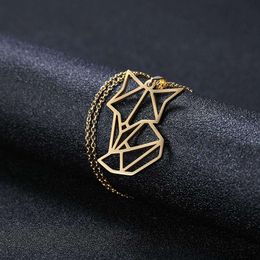 Fashion Animal Pendant Fox Women Stainless Steel Necklace Cute Gold Colour Statement Jewellery Gift Lover Friends
