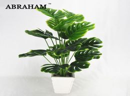 50cm 18fork Large Artificial Plant Plastic Turtle Tree Leaves Fake Monstera Branch Tropical Green Plant for Bonsai Indoor Decor5132577