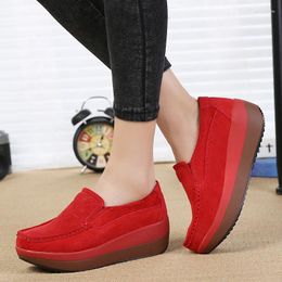 Casual Shoes Fashion Autumn Spring Women Flats Platform Sneakers Woman Leather Suede Slip On Heels Creepers
