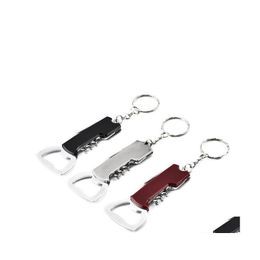 Openers Portable Key Ring Bottle Opener Stainless Steel Corkscrew Knife Pltap Double Hinged Beer Wine Kitchen Bar Tool Vt1766 Drop D D Dhhj5