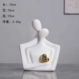 Decorative Objects Figurines Ceramic Abstract Couple Simple Modern Creative Art Decoration Living Room Wine Cabinet foyer TV Home Wealth H240517 CTU1