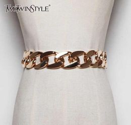 Twotwinstyle Patchwork Chain Belt for Women Hit Colour Minimalist Belts Female Fashion New Accessories 2021 Style Spring Q06247080366