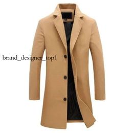 top quality Mens Overcoat fashion designer Long Trench Coat Men Korean Slim Fit Plus Size Woolen Coats Casual Long Sleeve Khaki Topcoat 4xl 5xl Autumn Winter e711