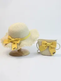 Berets Hat And Bag Set Summer Japanese Style Bow Sweet Cute Sunshade Sun For Children