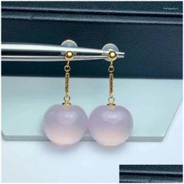 Dangle Chandelier Earrings Shilovem 18K Yellow Gold Natural Rose Quartz Drop Classic Wholesale Fine Women Gift Party 12.5 14Mm Myme Dh5Fv