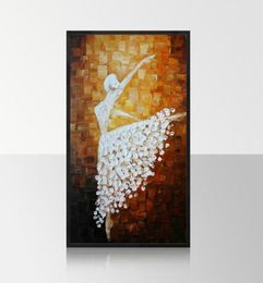 large Handpainted home decoration modern wall art picture ballet girl thick knife oil painting on canvas for living room gift585416267815