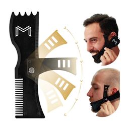 Adjustable Beard Shaping Tool with Comb and Styling Template Beard Lineup Tool Edger for Men with Personality3272099