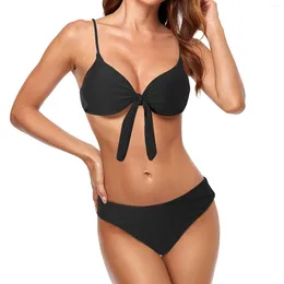 Women's Swimwear Feminine Bikinis Europe And The United States Separate Solid Color Nylon Bow One Piece Women Clothes