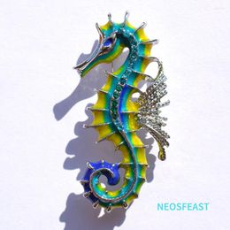 Brooches Delicate Rhinestone Seahorse For Women Multi Colour Enamelled Corsage Fashion Jewellery Dress Garments Ladies Holiday Gifts