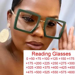 Sunglasses Fashion Green Oversized Reading Glasses Women Men Brand Designer Square Prescription Eyeglasses Blue Light Blocking Plus