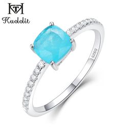 Kuololit Paraiba Tourmaline Gemstone Rings for Women Girls Solid 925 Sterling Silver Emerald Tanzanite Wedding Band Fine Jewelry L9995304
