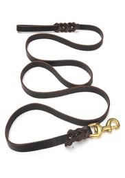 Top Quality Cowhide Large Dog Braided Genuine Leather Leashes Pet Dogs Walking Training Leads ZA39659765515