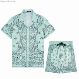 Trend branded Amirirs costumes sets for men high quality designer clothes Summer Fashion Set Classic Pattern Cashew Flower Letter Print Youth Casual Sportswear