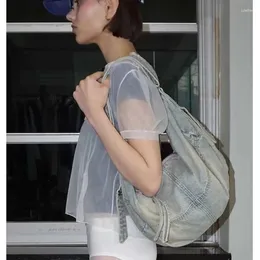 Hobo JIAERDI Vintage Y2k Denim Bag Women Retro Sweet Cool Large Capacity Casual Handbag Purse Ladies Harajuku Aesthetic Underarm