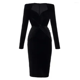 Casual Dresses Velvet Women Sexy Bodycon Party Dress Spring Autumn Fashion Nice Elegant Long Sleeve Vestidos