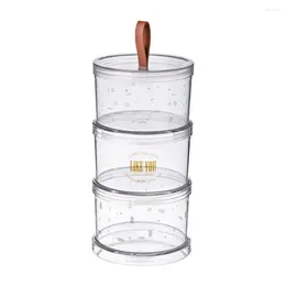 Storage Bottles Round Food Box Portable Keep Fresh Plastic Canister Sealed Stackable Nut Coffee Bean Jar For Home