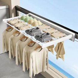 Hangers Retractable Clothesline For Indoor And Outdoor Use No Drilling Required Wall-Mounted Folding Drying Rack