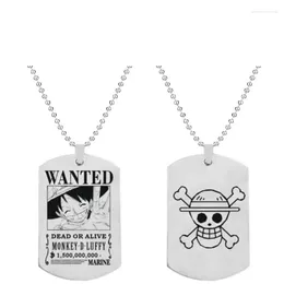 Pendant Necklaces Anime Luffy Zoro Ace Chopper Cartoon Necklace Two Side Stainless Steel Fashion Unisex Jewellery Fans Children's Gift