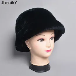 Berets Winter Russian Outdoor Fur Bomber Hats Luxury Women Natural Real Rex Beanies Lady Warm Knitted Genuine Caps