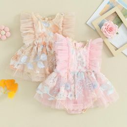 Rompers Pudcoco Infant Born Baby Girls Romper Dress Sleeve Embroidery Flower Jumpsuits Summer Clothes For Casual Daily 0-24M
