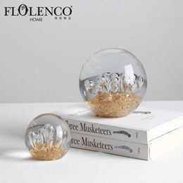 Decorative Objects Figurines Creative Nordic simple gold bubble handmade glass ball fashion modern living room model home soft decoration ornaments H240517