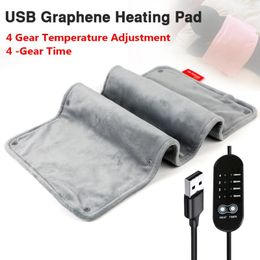 Blankets Graphene Electric Blanket Heating Insulation Office Car Heated Chair Cushion 4-Speed Timing USB Power Supply