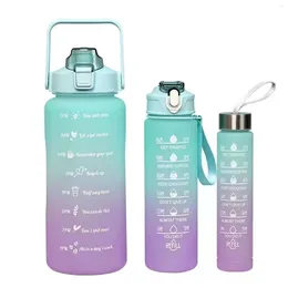 Water Bottles Reusable Plastic Sports Bottle Gradient Color With Carry For Gym Use