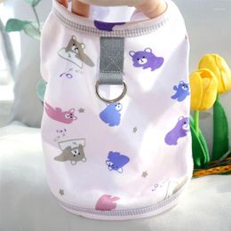 Dog Apparel Poodle Clothes Summer Thin Pet Leash Vest Teddy Cartoon Pattern T-shirt Bikini Breathable Supplies