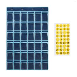 Storage Bags 30/36 Grid Numbered Pocket Chart Wall Hanging Classroom Phone Decor For Cell Phones Calculator Holder