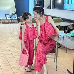 Mother and Daughter Clothes Set Mommy Me Matching 2 Piece Sets Women Vacation Outfits Summer Baby Girls Clothing Suit 240515