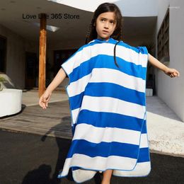 Towel Striped Soft Hooded Cloak Poncho Beach Bath Microfiber Quick Dry Wetsuit Kids Bathrobe For Swim Surf