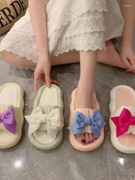 Slippers Cool For Women In Summer Petal Bow Fairy Style Fashionable And Versatile. One Word Mopping Defecation Feel At