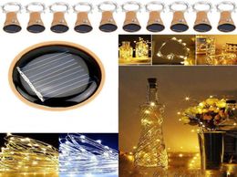 10 LED Solar Wine Bottle Stopper Copper Fairy Strip Wire Outdoor Party Decoration Novelty Night Lamp DIY Cork Light String4298898