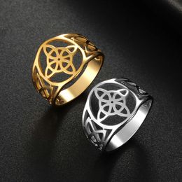 Witchcraft Witch Stainless Steel Vintage Celtic Knot Finger Ring For Women Couple Luckly Alumet Wicca Jewellery