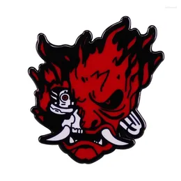 Brooches Samurai Jinx Red Skull Enamel Pin Lapel For Clothes On Backpack Briefcase Badge Jewelry Decoration Gifts Friend