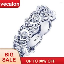 Cluster Rings Vecalon Flower Jewelry 925 Sterling Silver Engagement Ring For Women Zircon Cz Female Wedding Band Mother's Gift