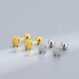Stud Earrings Solid 925 Sterling Silver Screw Back CZ Letter For Fashion Women X'mas Jewellery Gifts Birthday Year